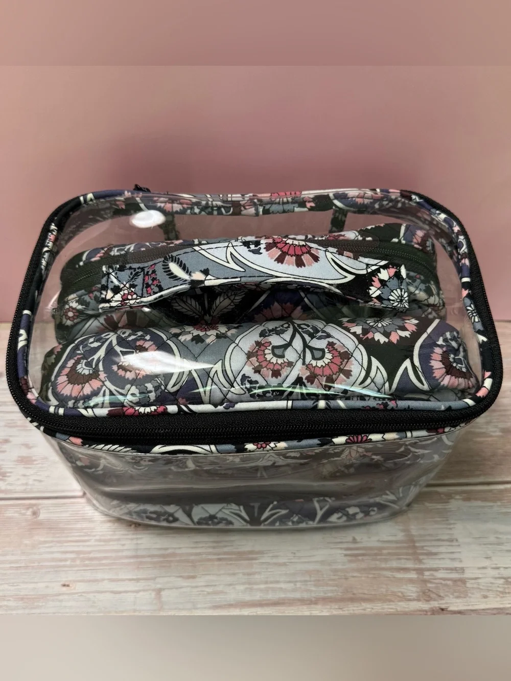 Vera Bradley 4 Pc Cosmetic Makeup Organizer Set in Cotton ORNATE BLOOMS